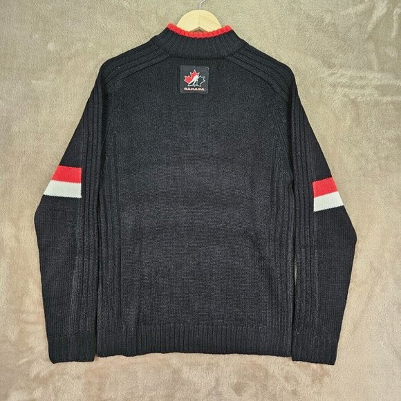 NWT Team Canada Hockey Official Licensed Long Sleeve Quarter Zip Sweater Black - Picture 2 of 11